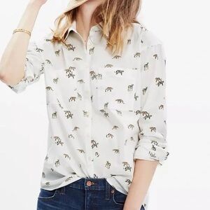 Madewell Shrunken Trapeze Shirt in Cat Walk Print